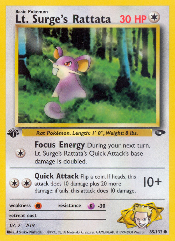 Gym Challenge Lt. Surge's Rattata #85/132 first edition